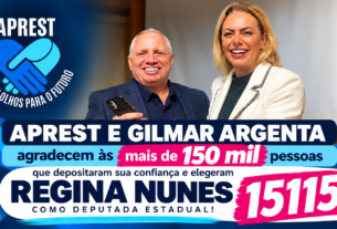 APREST AGRADECE AOS MAIS DE 150 MIL ELEITORES DE REGINA NUNES